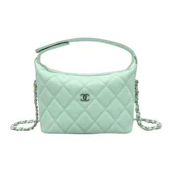 CHANEL Litchi Grain Cow Leather Shoulder Bag, Crossbody Bag, Handbag Women's Green