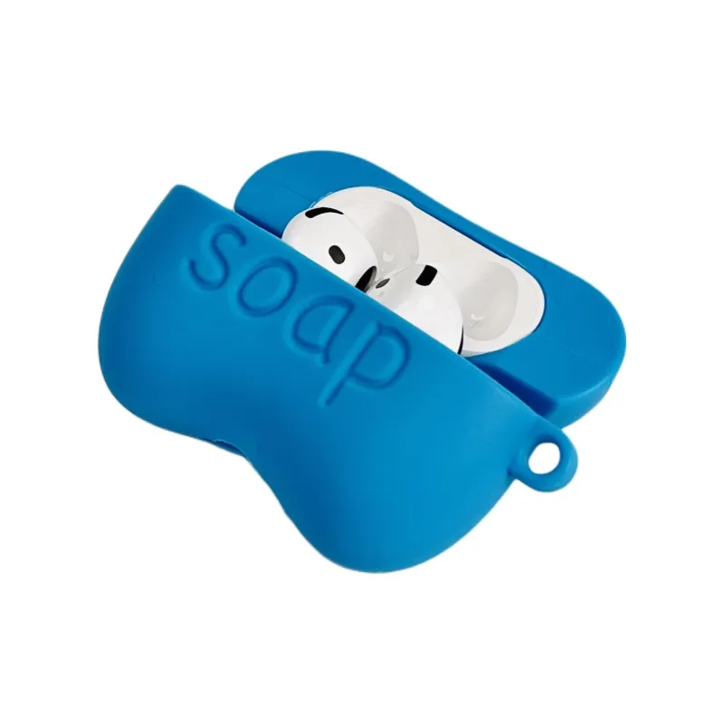 Sopi Compatibility With Apple AirPods 4/2/3/4th Generation/AirPods Pro/Pro 2 Silicone Blue Soap Headphone Cases-2