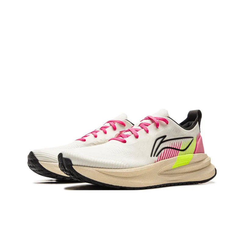 LiNing Comfortable Cushioning Anti Slip Wear Resistant Breathability Low Top Casual Running Shoes Men's White Pink-2