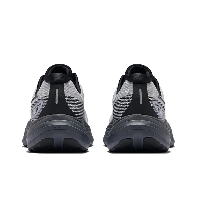 Erke Smocking Cushioning Rebound Low Top Training Running Shoes Men's Snow Gray Jet Black-3