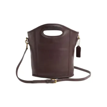 COACH Glove Tanned Leather, Leather Bucket Bag, One Shoulder Handbag Mini Women's Mahogany Brown