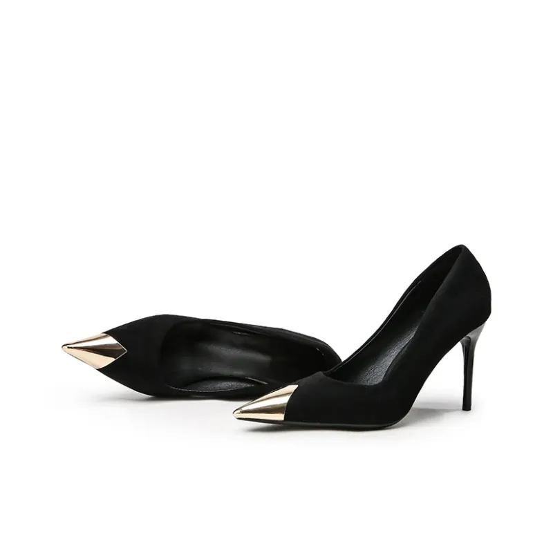 BANWEIDIYA Slim Heel High Heels Women's Black-2