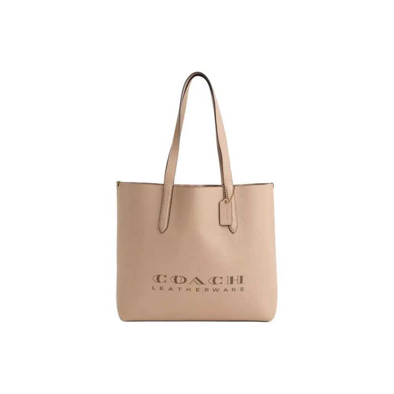 COACH Highline Refined Pebbled Leather Tote Bag Shopping Bag Shoulder Bags Large Size Women's Taupe-0