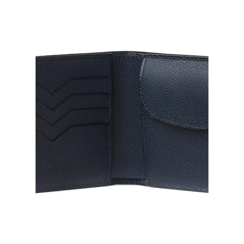 Valextra Pocket Grain Leather Wallet Coin Purse Wallet Men's Dark Blue-4