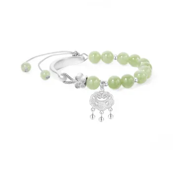 Lao Feng Xiang Bangles Green Jade Women's