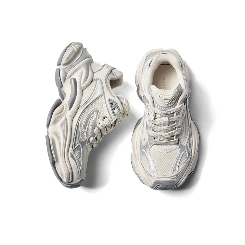 CHERYKALLY Time Swirl Cushioning Anti Slip Wear Resistant Breathable Height Increasing Low Top Chunky Sneakers Unisex-2