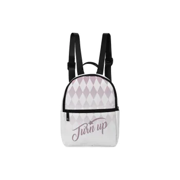 TURN UP Polyester Students Backpack Mini Unisex White
