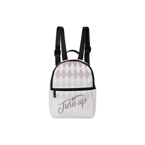 TURN UP Polyester Students Backpack Mini Unisex White