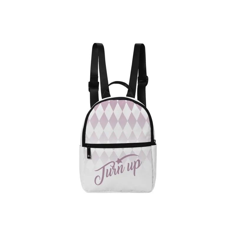 TURN UP Polyester Students Backpack Mini Unisex White-0