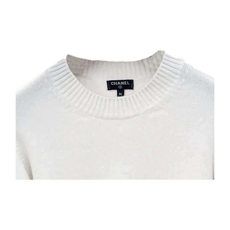 CHANEL Cashmere Sweater Women's White-3