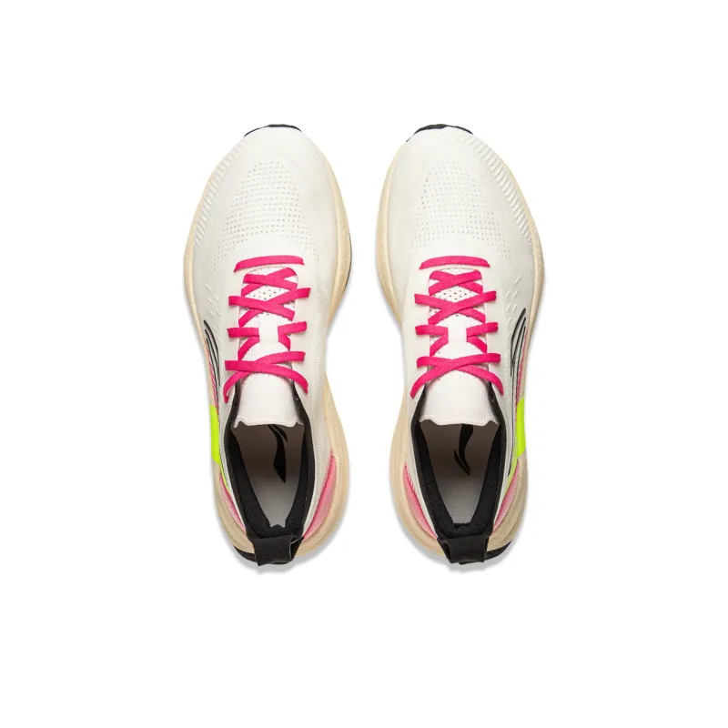 LiNing Comfortable Cushioning Anti Slip Wear Resistant Breathability Low Top Casual Running Shoes Men's White Pink-3