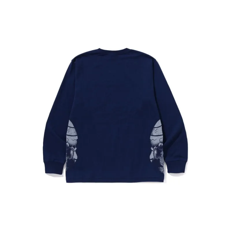 Bape A BATHING APE Japanese Tattoo Side Big Ape Head Long Sleeve Tee-1