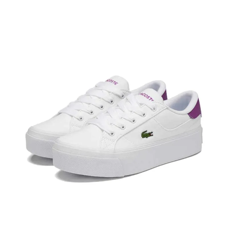 LACOSTE Abrasion Resistant Low Top Skateboard Shoes Women's White Purple-1