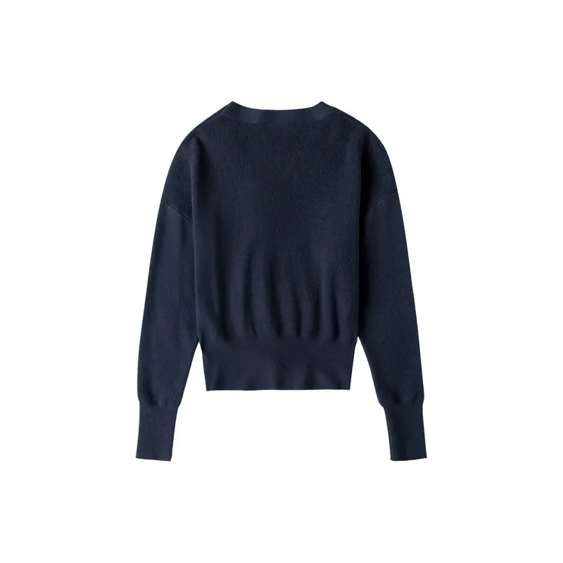 RIMUXINGHE Sweater Women's Navy Blue-1