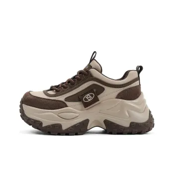 HARSON Anti Slip Wear Resistant Low Top Chunky Sneakers Women's Light Coffee