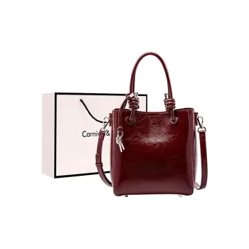 Carnival Keep Top Grain Cow Leather Handbag Crossbody Bag Shoulder Bag Bucket Bag Regular Women's Burgundy/Black