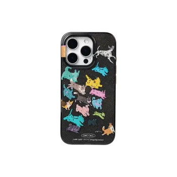 CARECASE TPU Material Running Puppy Transparent Black Phone Case Compatibility With Apple IPhone 16 15 14 Pro Max