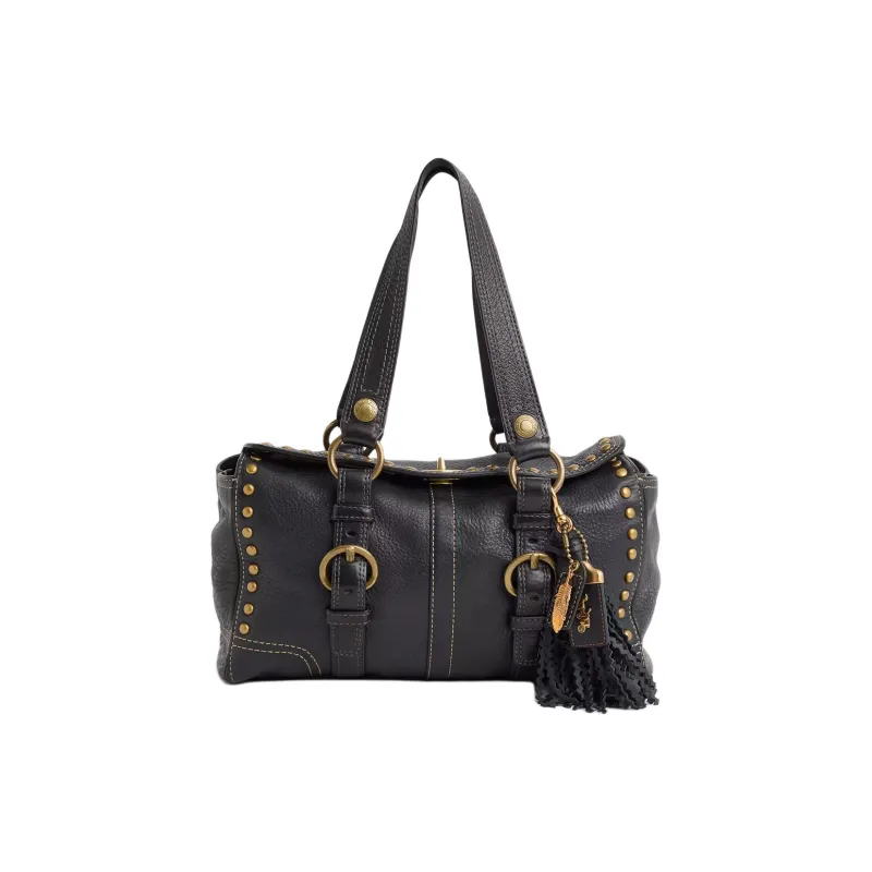 COACH ChelseaSATCHEL Leather Shoulder Bag Large Size Women's Black-0
