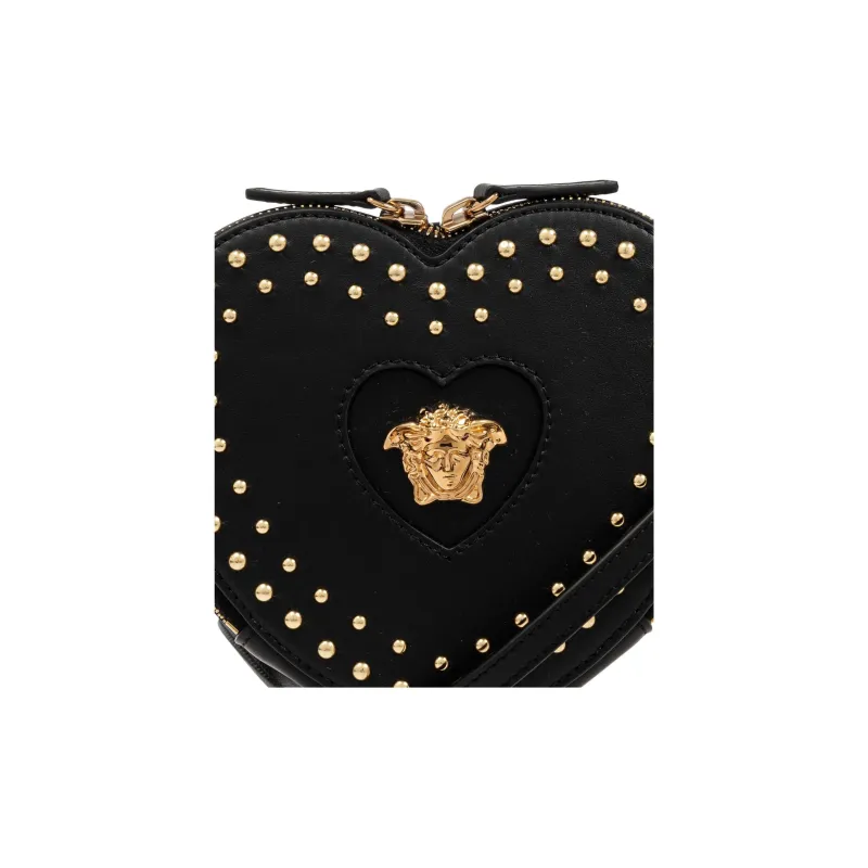 VERSACE Heart Shaped Stud Embellished Shoulder Bag-4