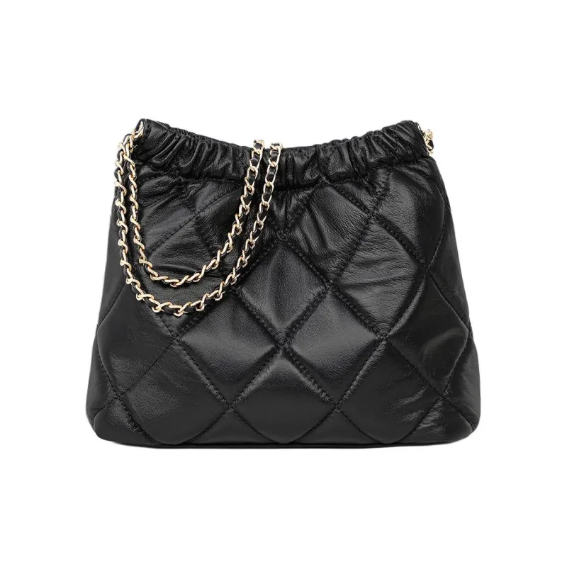 MILLIE'S Cow Leather Trash Bag Handbag Shoulder Bag Regular Women's Black/White-3