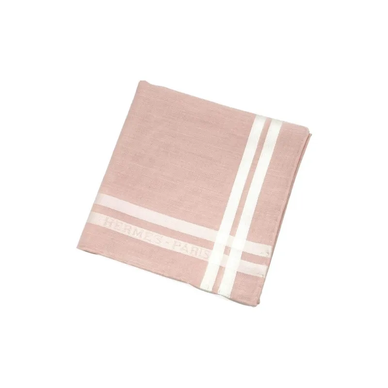 HERMES Cotton Knit Scarves Unisex Pink-0
