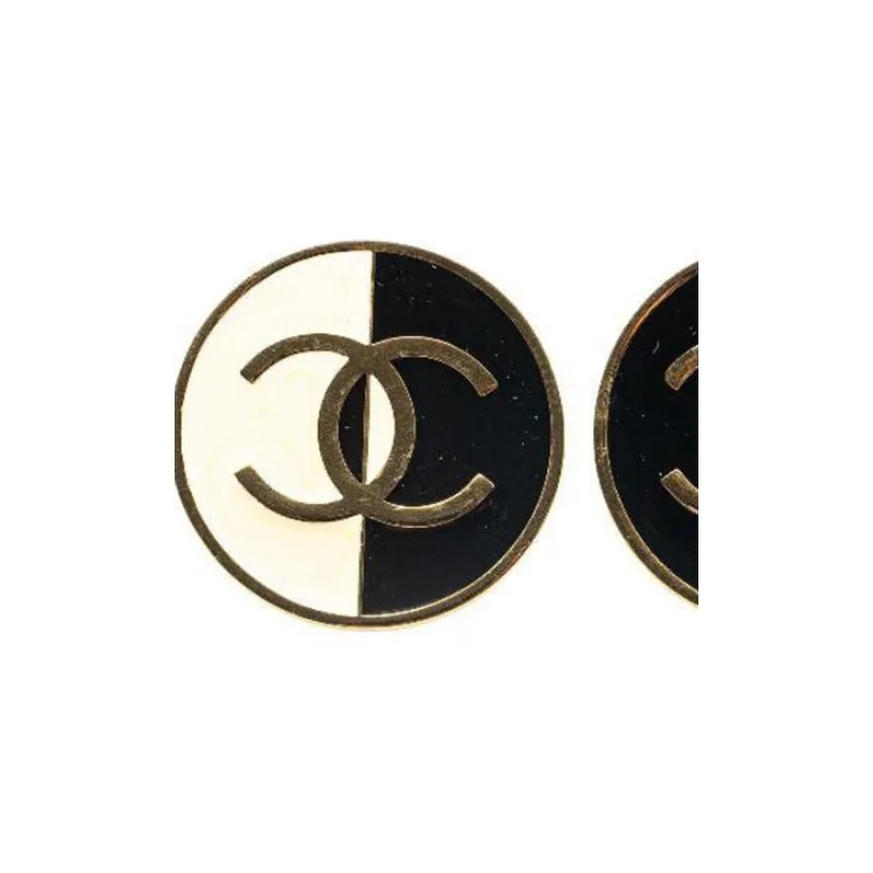 CHANEL 1980-1990 Plated Cc Clip On Earrings Costume Earrings-2