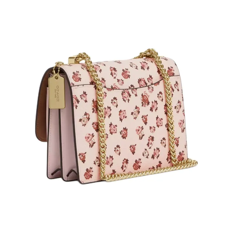 COACH Klare Coated Canvas Crossbody Bag Shoulder Bag Small Size Women's Gold & Blush Multicolor-2
