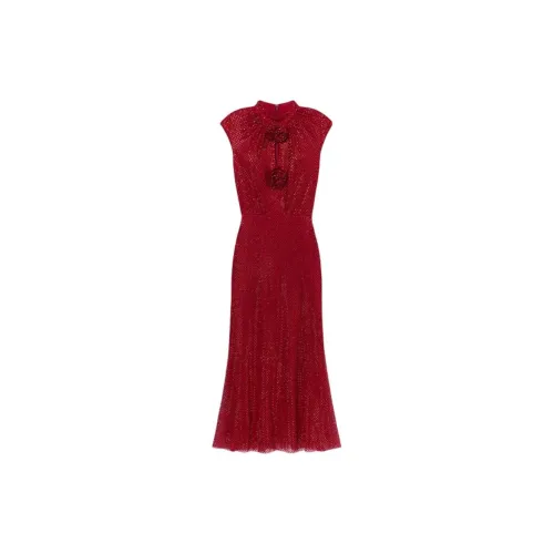 Self portrait Rhinestone Fishnet Midi Dress