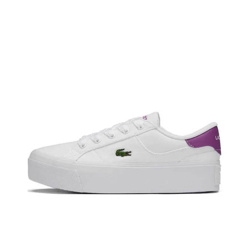 LACOSTE Abrasion Resistant Low Top Skateboard Shoes Women's White Purple-0