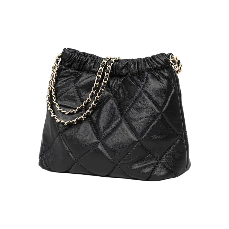 MILLIE'S Cow Leather Trash Bag Handbag Shoulder Bag Regular Women's Black/White-4