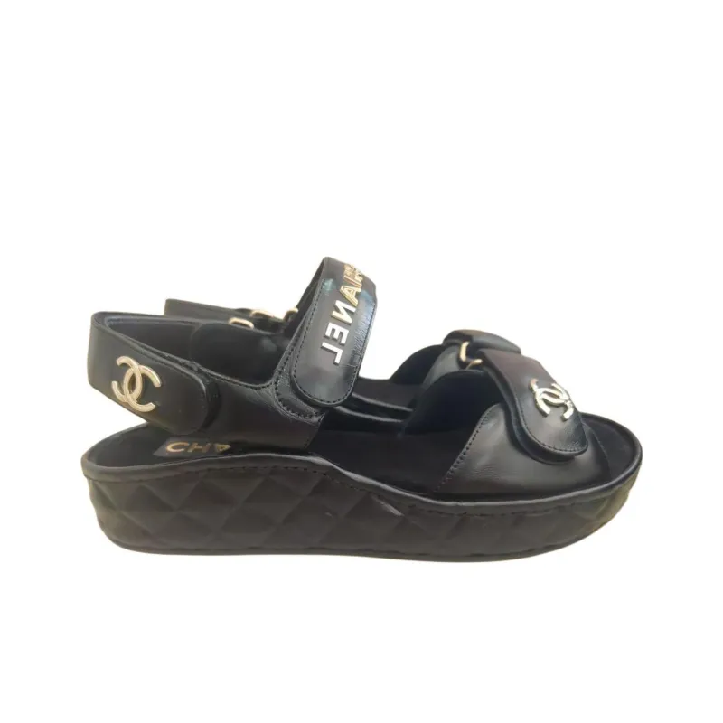CHANEL 22BFW Strap Sandals Women's Black-1