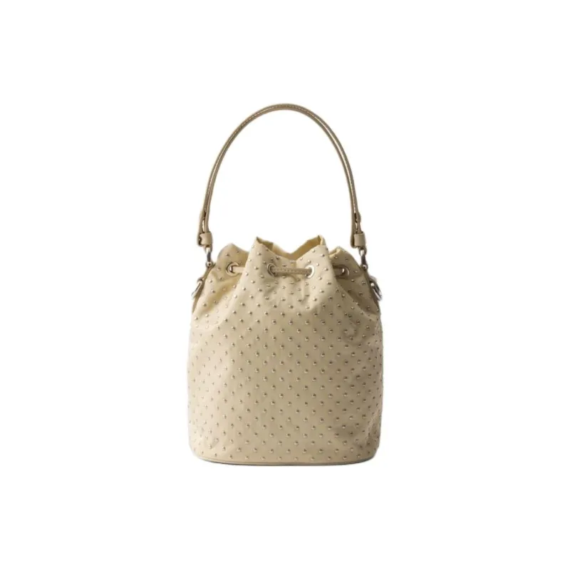PRADA Reclycle Polyamide Bucket Bag Crossbody Handbag Mini Women's Desert Yellow-3