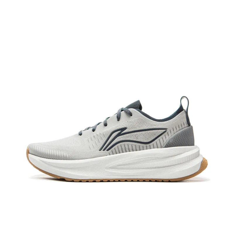 LiNing Comfortable Cushioned Slip Resistant Coverage Low Top Casual Running Shoes Men's Calm Gray-0
