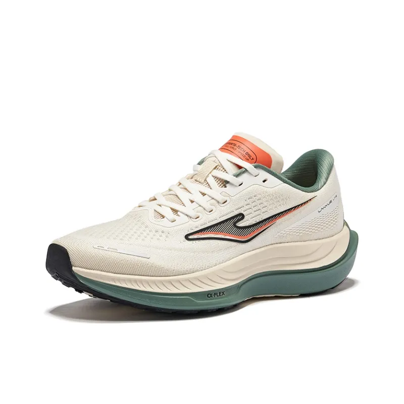 Erke Cushioning Lightweight Rebound Low Top Casual Running Shoes Men's Microcrystal White Fluorescent Fire Orange-2