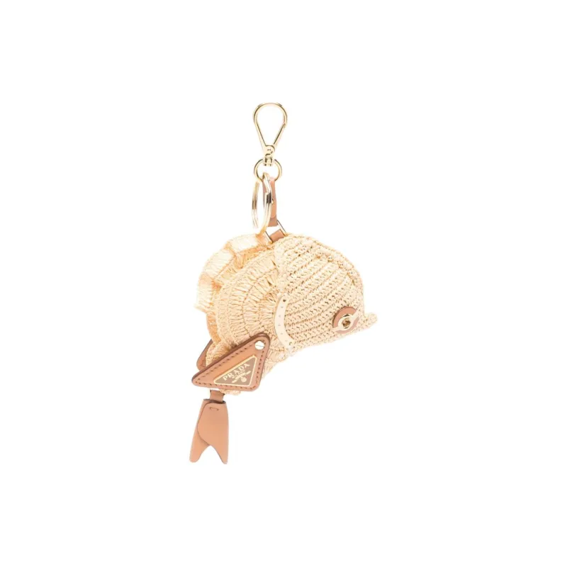 PRADA Raffia Keychains Women's Yellow-0