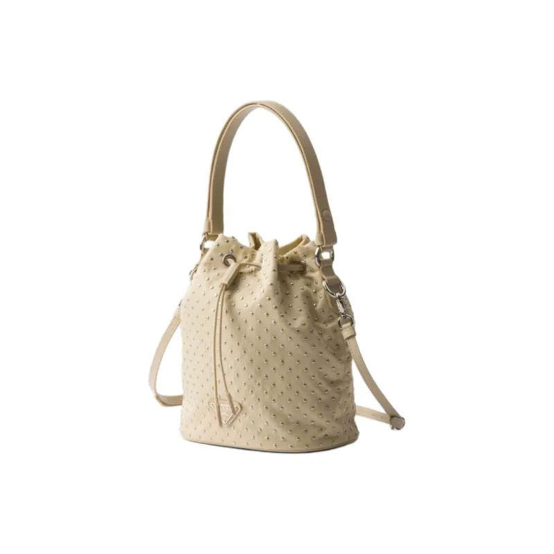PRADA Reclycle Polyamide Bucket Bag Crossbody Handbag Mini Women's Desert Yellow-1