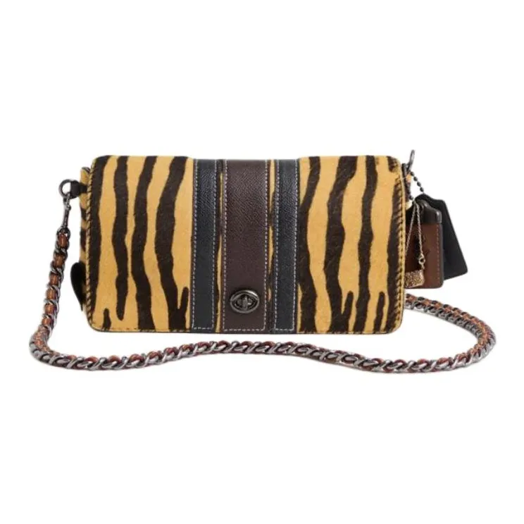 COACH Dinky Calfskin Crossbody Bag Shoulder Bag Medium Size Women's Tiger Orange-0