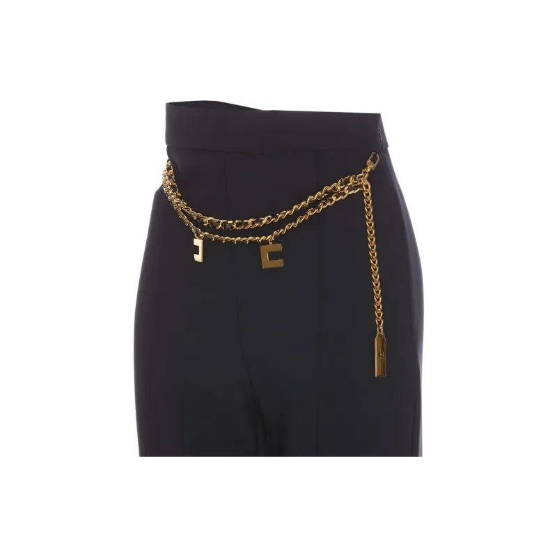 Elisabetta Franchi Belted Stretch Crepe Palazzo Trousers-5