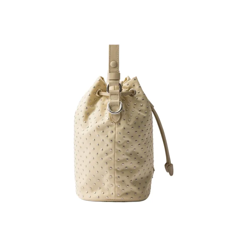 PRADA Reclycle Polyamide Bucket Bag Crossbody Handbag Mini Women's Desert Yellow-2