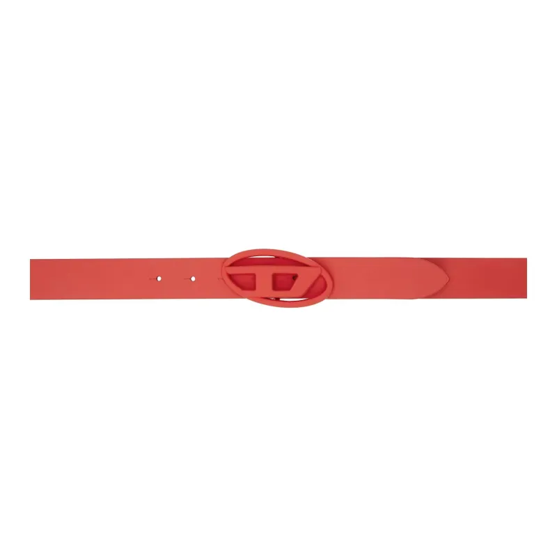 DIESEL Metal Leather Belts Women's Red Width 3CM-0