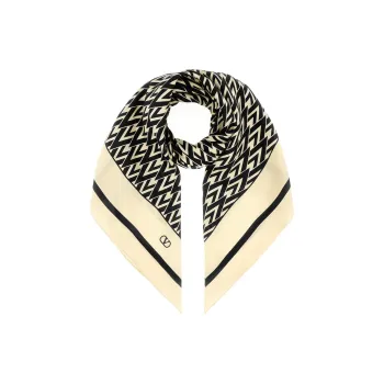 Valentino Silk Scarves Men's Beige/Black