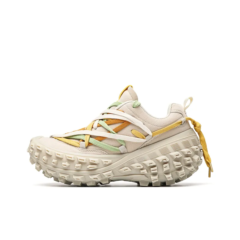 MVA Anti Slip Wear Resistant Breathable Impact Resistant Lightweight Low Top Chunky Sneakers Unisex Beige-0
