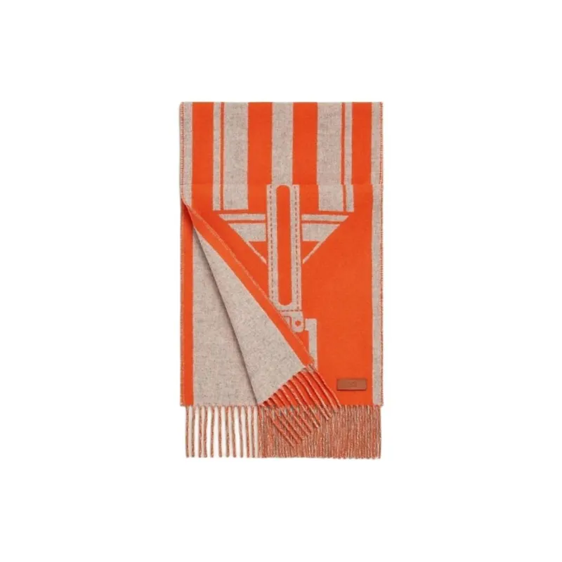 HERMES Cashmere Knit Scarves Women's Orange-0