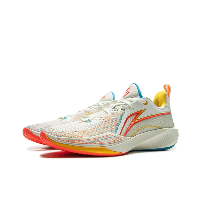 LiNing Speed Ling 2 Cushioned Slip Resistant Breathable Rebound Low Top Basketball Shoes Men's White Blue-2