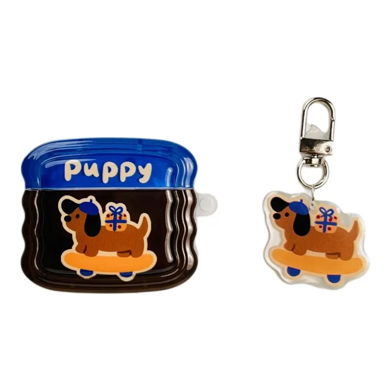 Sopi Compatibility With Apple AirPods 4/2/3/4th Generation/Pro/Pro 2 TPU Blue Brown Skateboard Puppy Headphone Cases-5