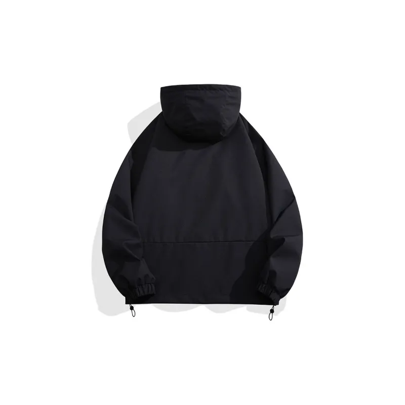 Yalu Water Resistant Windproof UV Protection Windbreaker Jacket Unisex Black-1
