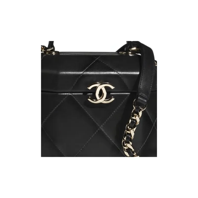 CHANEL Lambskin One Shoulder Crossbody Makeup Bag Trumpets Women's Black-3