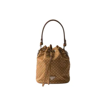 PRADA Reclycle Polyamide Bucket Bags One Shoulder Handbags Mini Women's Brandy Color