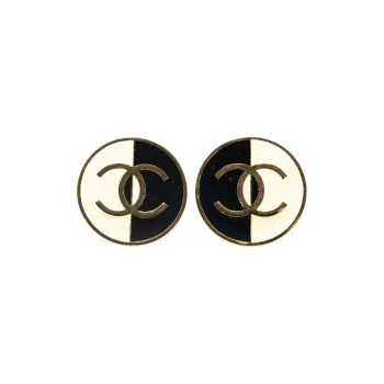 CHANEL 1980-1990 Plated Cc Clip On Earrings Costume Earrings