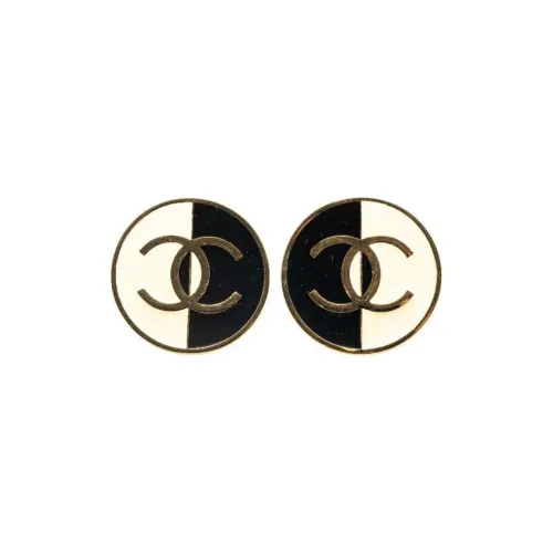 CHANEL 1980-1990 Plated Cc Clip On Earrings Costume Earrings